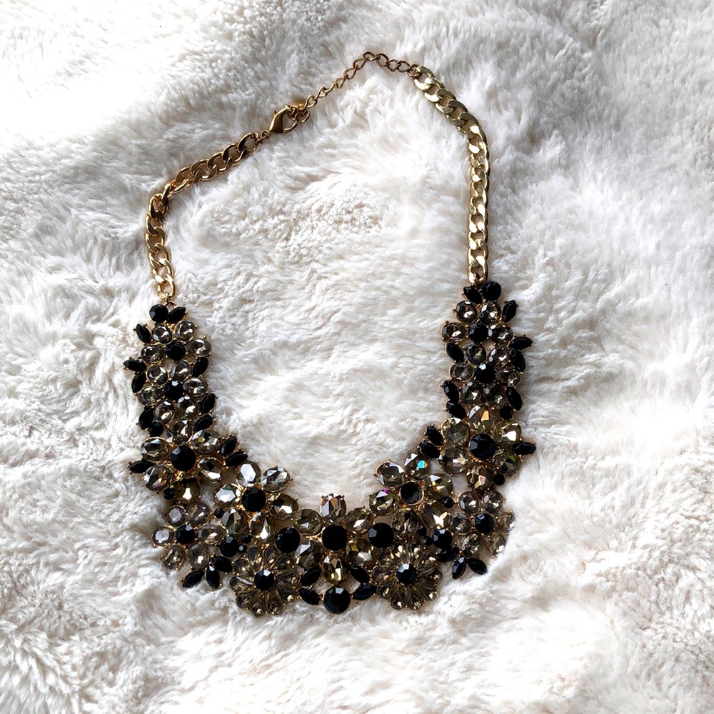 Smokey Black and Gold Statement Necklace